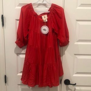 NWT Muche et Muchette Baby Doll Dress Red Off the Shoulders One Size